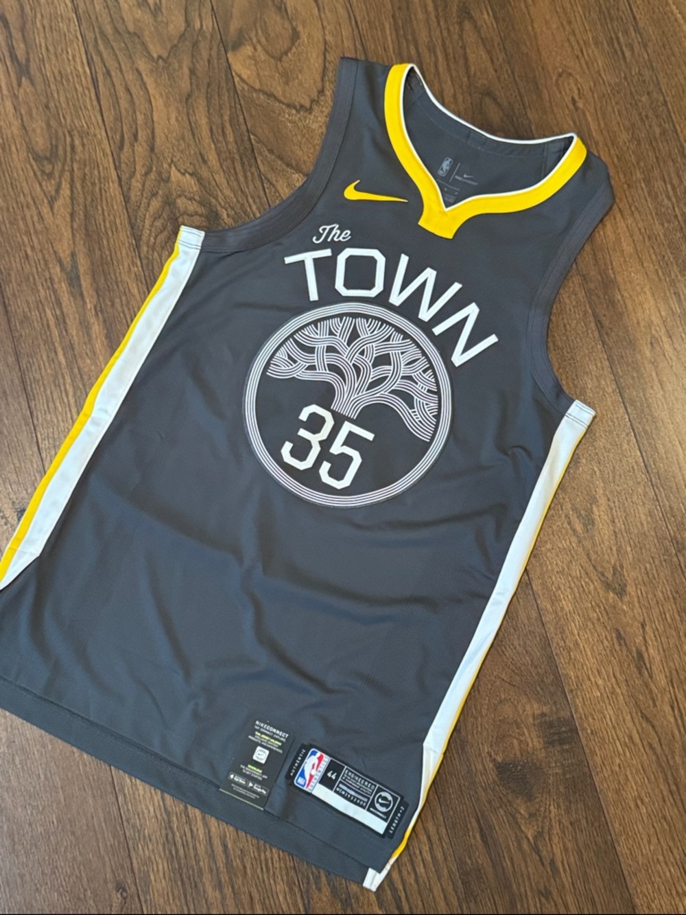 Nike Durant Gray & Yellow 'The Town' #35 Basketball Jersey